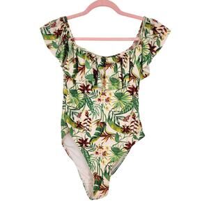 Cabana del Sol Tropical Floral One-Piece Swimsuit Size Medium
